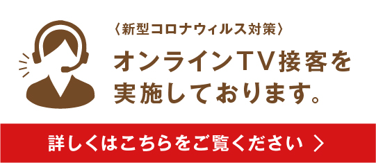 新型コロナウィルス対策 オンラインTV接客を実施しております。