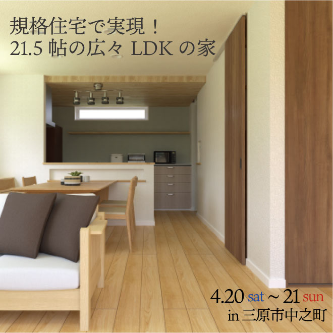 【完成見学会】規格住宅で実現！21.5帖の広々LDKの家