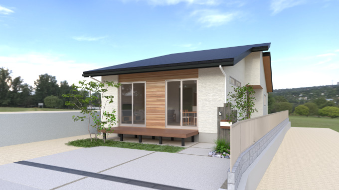 ①勾配天井のナチュラルなLDKで家族時間を楽しむ平屋_外観