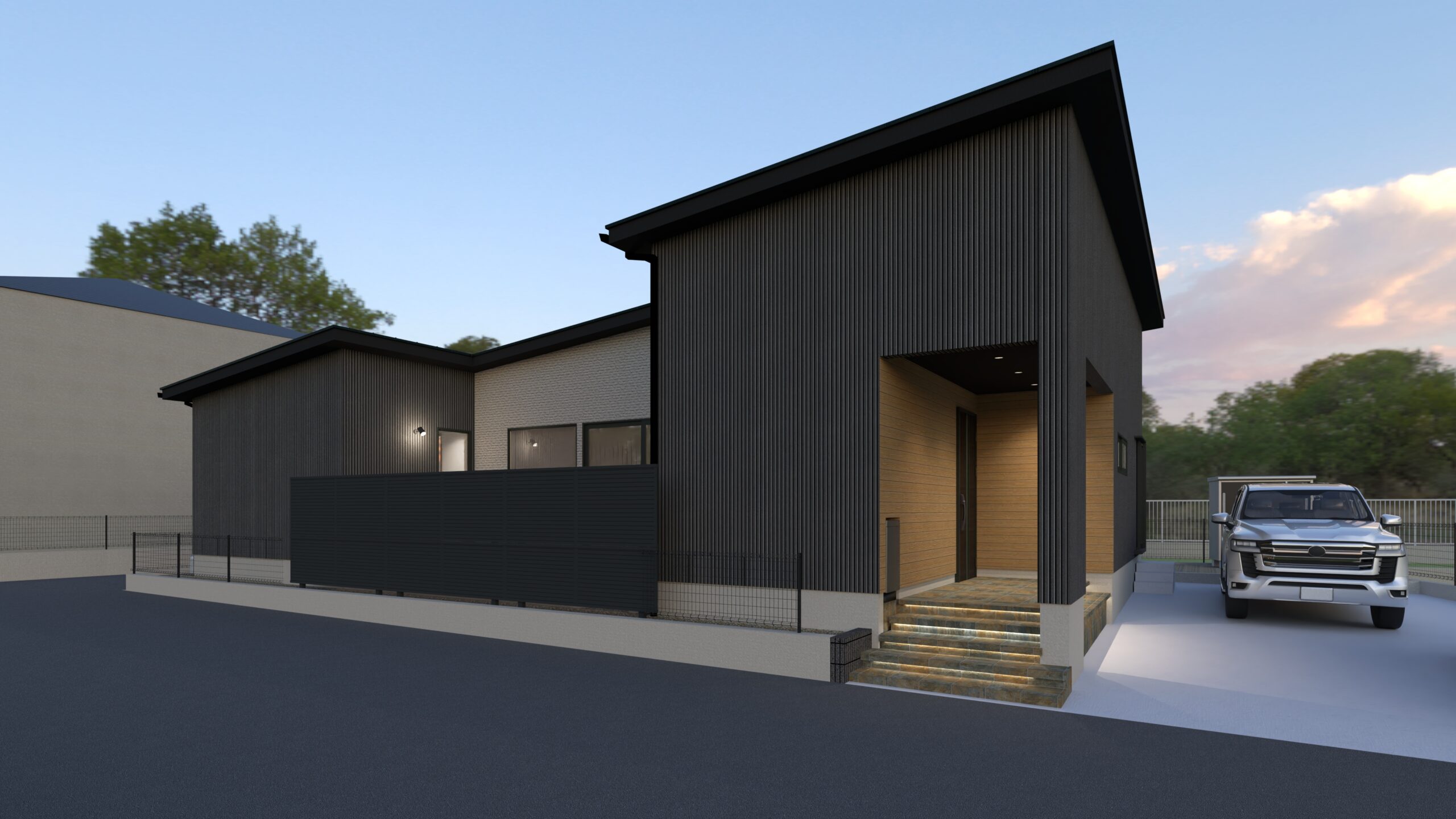 平屋②／中庭のある27帖LDKの平屋